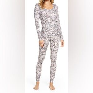 Nordstrom BP. Hacci Fitted Pajamas in XS Purple/Pink Floral Pattern Worn Ix EUC